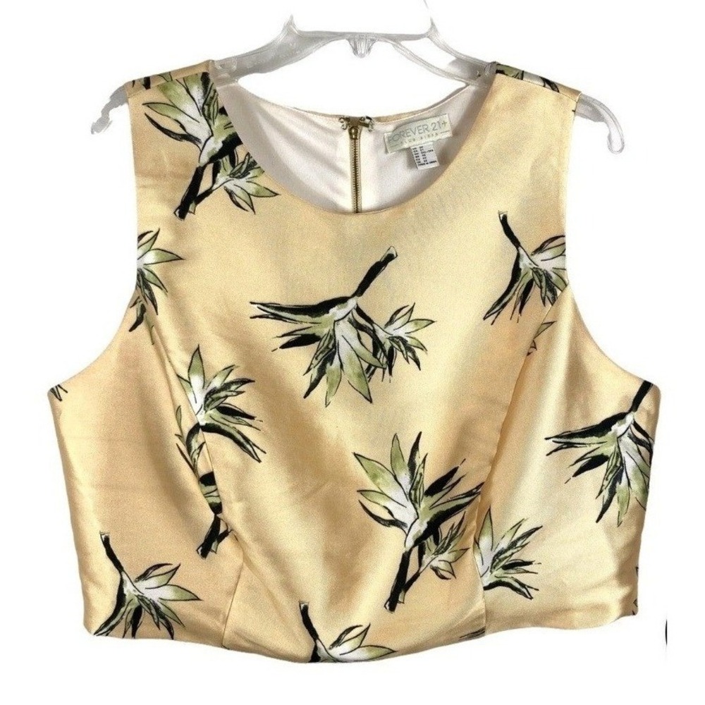 NWT Forever 21 Contemporary Crop Top Women Small Floral Bird of Paradise - Picture 2 of 11